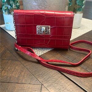 Brighton Red Croc-Embossed Crossbody Bag